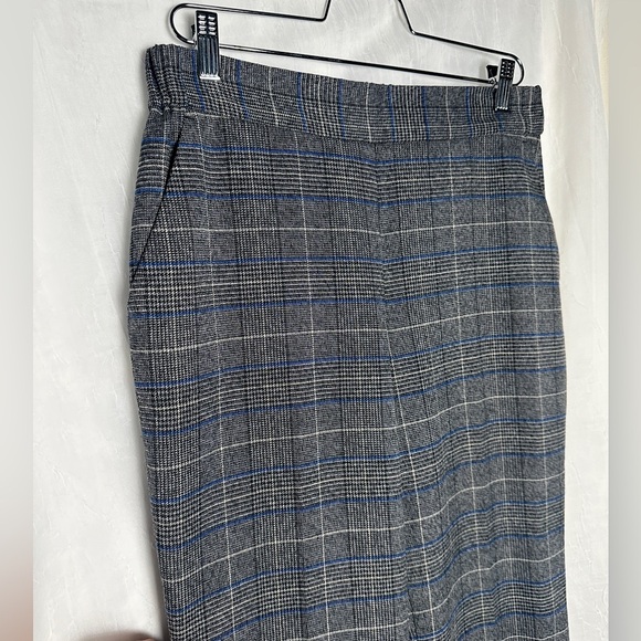 Kasper Relaxed Fit Tailored Pants Small Blue & Gray Plaid Pull On Elastic Waist - Picture 5 of 17